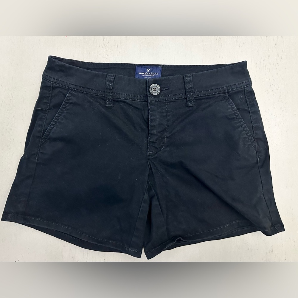 American Eagle Outfitters Black Midi Stretch Shorts